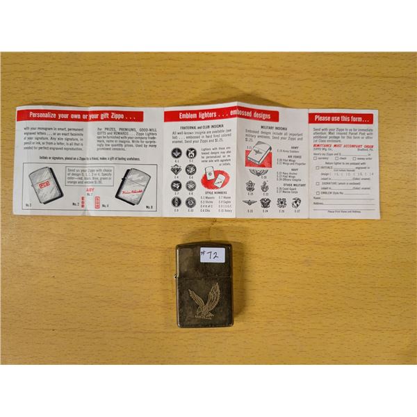 Zippo lighter and brochure
