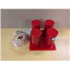 Image 1 : Red jewellery display and bracelets