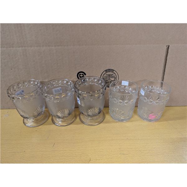 Pressed glass goblets (5) Nugget pattern, circa 1893