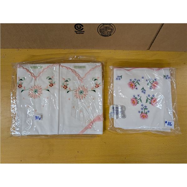 Vintage embroidered pillow cases, Northern Ireland and China