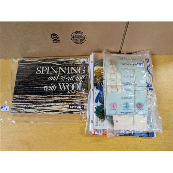 Spinning Wool, samples, wool, linen, cotton, DMC Pearl Cotton chart