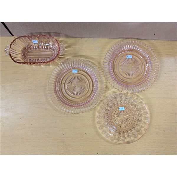 Pink depression glass plates