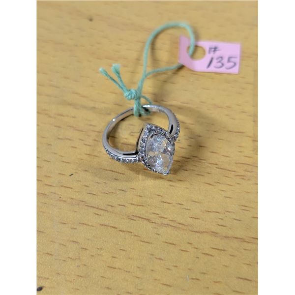 Dinner ring, marquise stone, marked .925 for sterling, size 6