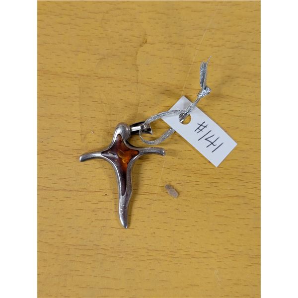 Silver and amber pendant, bale marked .925 for sterling silver