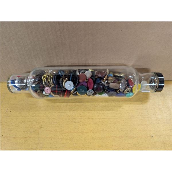 Glass rolling pin with buttons