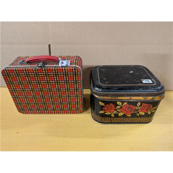 Vintage tin lunch pail/Red Rose Tea tin