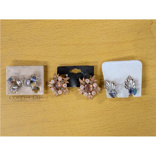 Clip earrings, Florenza, Coro, Continental (3 pair)