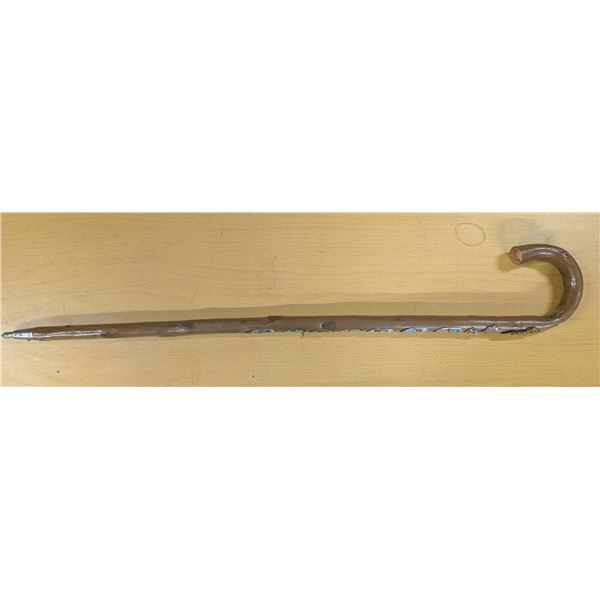 Hiking stick, metal tip, 9 metal crests from Austria/Germany