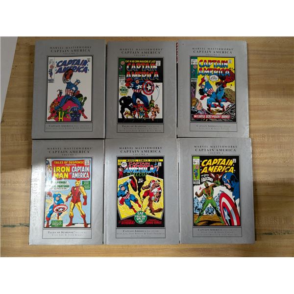 (6) Marvel Masterworks Hard Cover Collection Comic Books "Captain America"