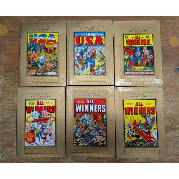(6) Marvel Masterworks Hard Cover Collection Comic Books Golden Age "UU.S.A Comics" and "All Winners