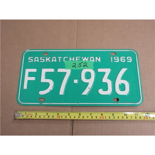 (1) 1969 Saskatchewan License Plate.