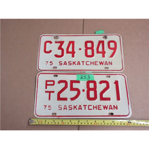 (2) 1975 Saskatchewan License Plate.