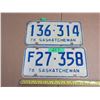 Image 1 : (2) 1976 Saskatchewan License Plate.