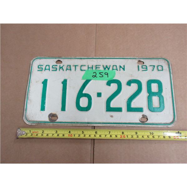 (1) 1970 Saskatchewan License Plate.