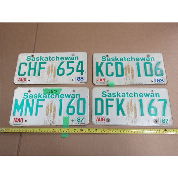(4) 1980's Saskatchewan License Plate.