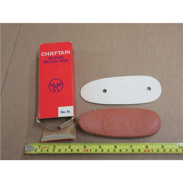 Chieftain brand slip-on recoil pad designed to reduce the force felt on the shoulder when shooting a