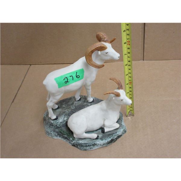 Vintage Big Horn Ram and a Baby Goat - Limited edition ceramic or porcelain figurine, numbered "No. 