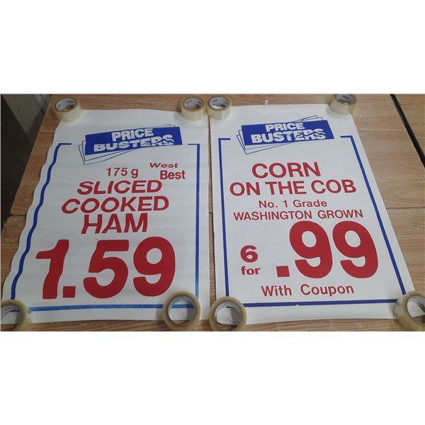 (11) 1970-80's Grocery Store Price Busters Posters. (36" X 24")