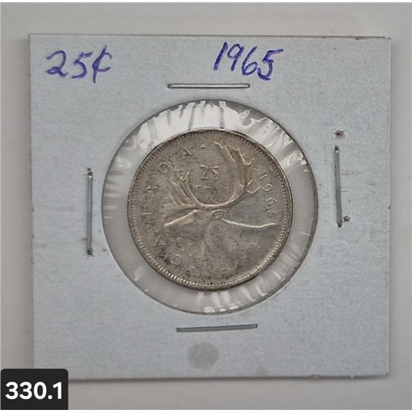 330. 1965 Silver Cdn. Quarter - 25 cent coin