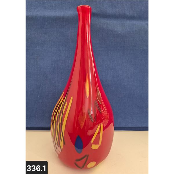 336. Art Glass Hand-Blown Vase - 14 inches tall - no damage