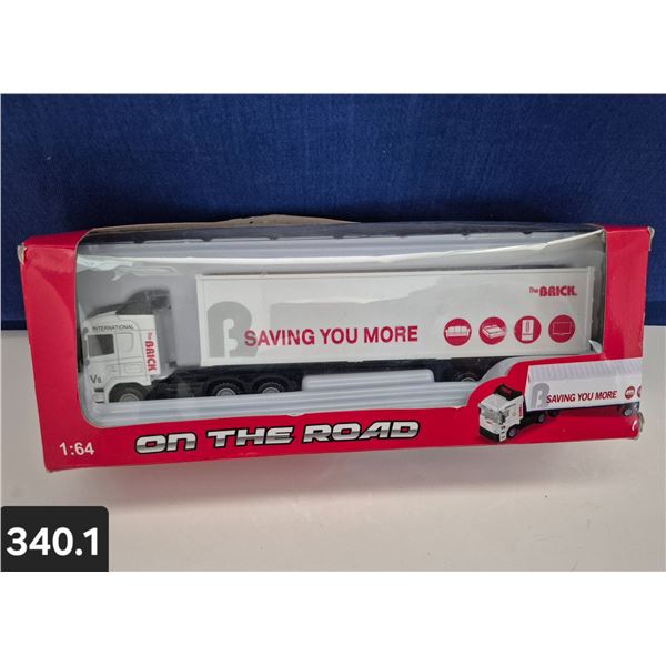 340. Diecast Semi with Trailer - new in box, "The Brick" - 9 inches long