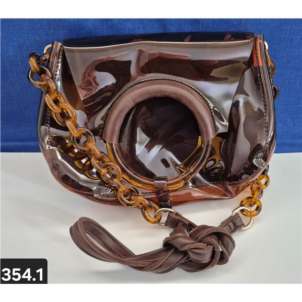 354. Retro-Style Lucite (acrylic) Hand Bag - new old stock, never used! - removeable inner purse, "L