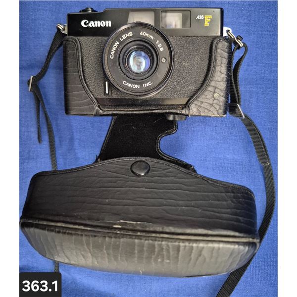 363. Camera - Canon - A35F - 35 mm - Rangefinder, built-in flash, with case