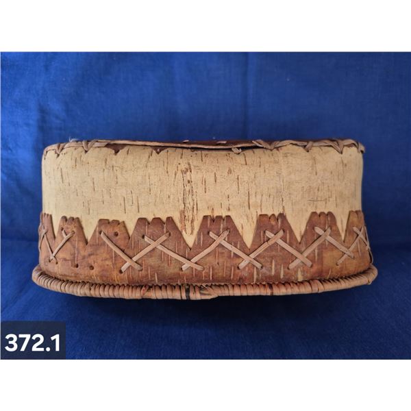 372. Native Hand-Made Birch Bark Basket - 1930's - 4 1/2 x 7 x 12 inches