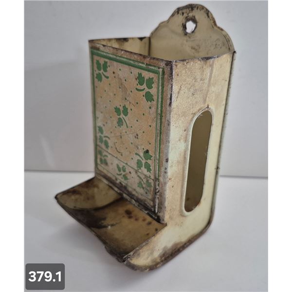 379. 1920's Tin Match Holder for Wooden Matches