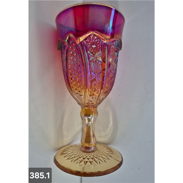 385. Hard-to-Find Indiana Glass Co. Amberina "Sunset" Carnival Glass Cordial - 6 3/4 inches - no dam