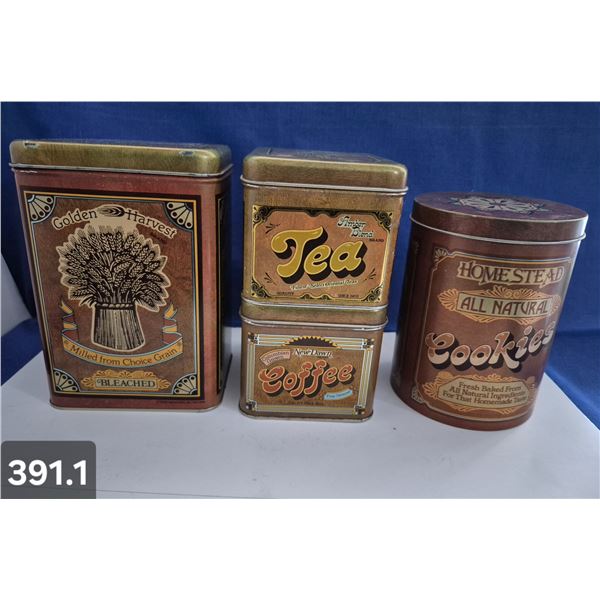 391. Set of 4 MCM Kitchen Cannisters - very clean inside