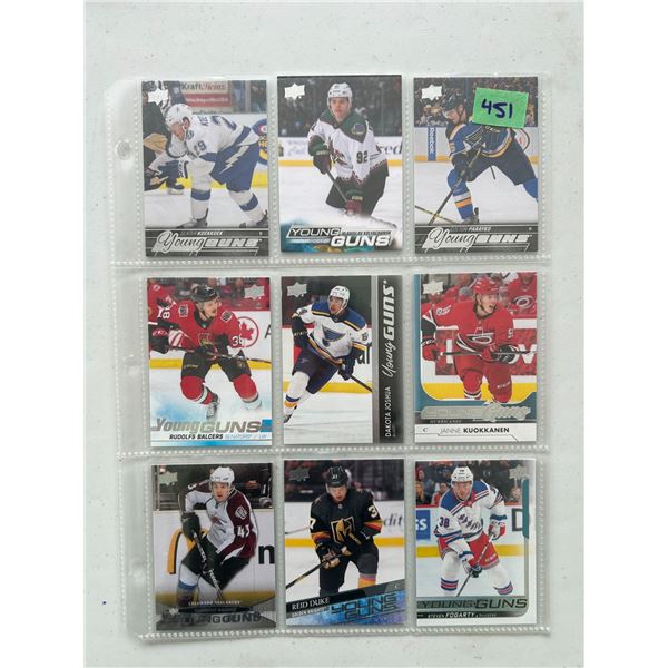 Young Guns Rookie Cards - 1 Sheet (9 Cards)