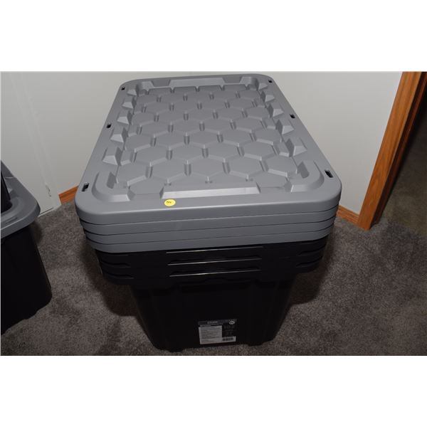 (4) New 104L Stacking Tubs