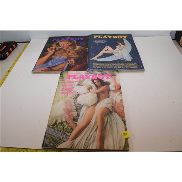 (3) 1973 Playboy Magazines – Excellent
