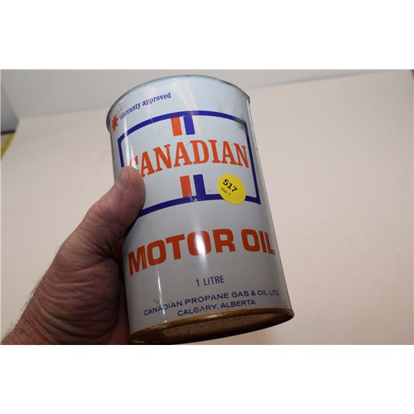 RARE Never Capped Canadian Oil Tin