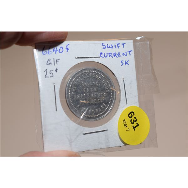 Swift Current Rollefson Bros. Store 25 cent Token