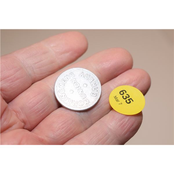 Winnipeg Working Men’s Union Bakery Token – “Good for Two Loaves[x=#8221/