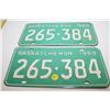 Image 1 : 1969 Sask License Plate Set