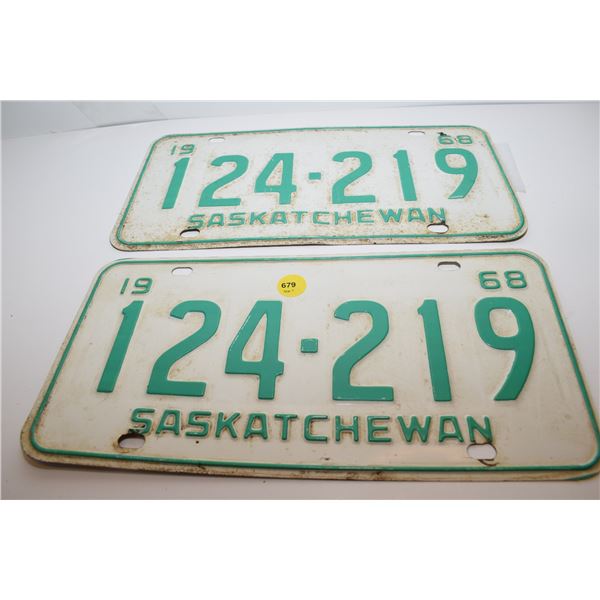 1968 Sask License Plate Set