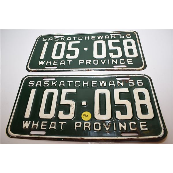 1956 Sask License Plate Set