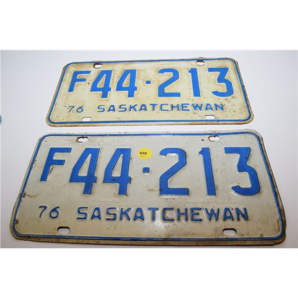 1976 Sask Farm License Plate