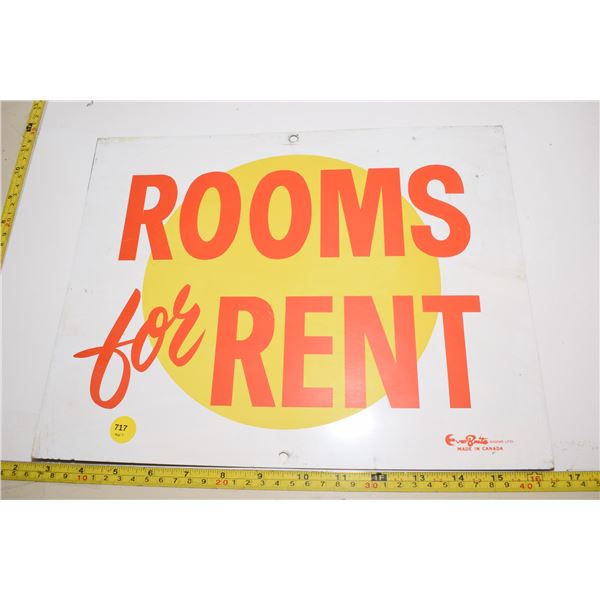 “Rooms for Rent” Tin Sign