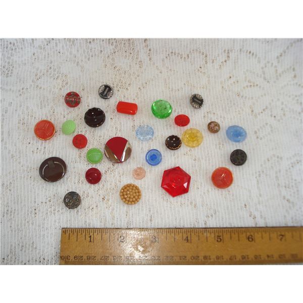 Colourful Lot Of Vintage And Antique Glass Buttons