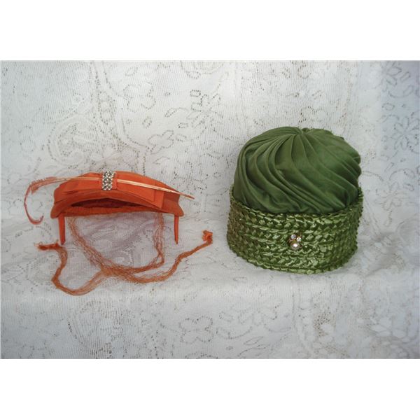 Pair Unmarked Vintage Hats In Nice Vintage Condition