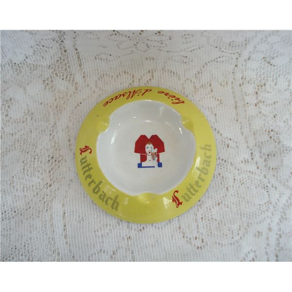 Rare French Porcelain Biere d"Alsase Lutterbach Ashtray From 1950's