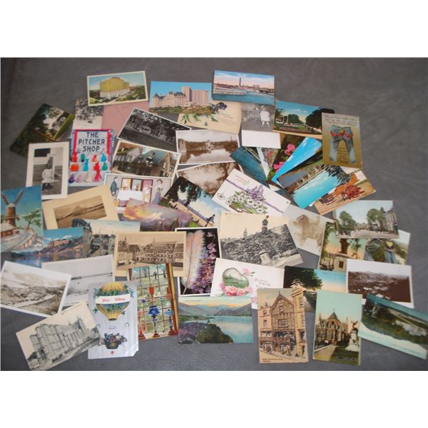 Lot Of 50 Vintage/Antique Postcards  Various Conditions And Eras  See Pics
