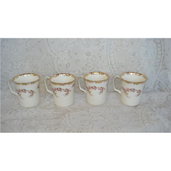 Set of 4 Royal Albert Dimity Rose China Coffee Mugs