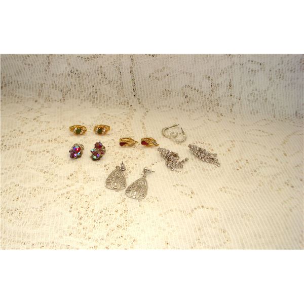 6 Pairs Of Costume Earrings  Pierced And Clip On
