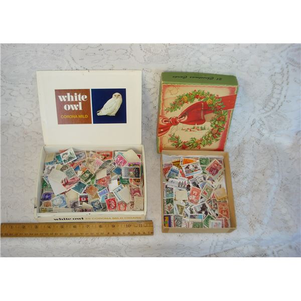 Two Vintage Boxes of Stamps  Canada   International