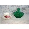 Image 3 : Assorted Glassware  Teacups  Basket Etc